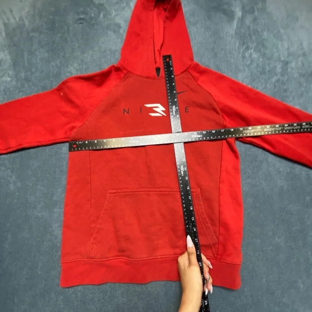 Nike 3Brand Hoodie Boys XL 13-15Yrs Red Fleece Lined Raglan Sleeve Pullover